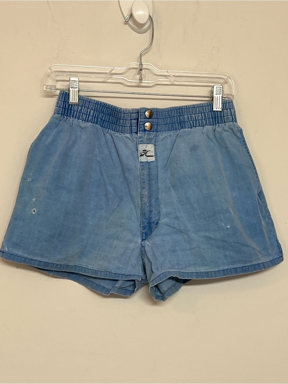 🌞 Hobie Classic Vintage Distressed Light Blue High-Waist Shorts women S